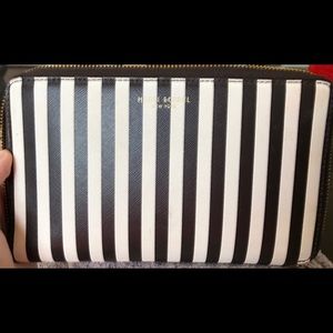 HENRI BENDEL STRIPED ZIP AROUND CONTINENTAL WALLET